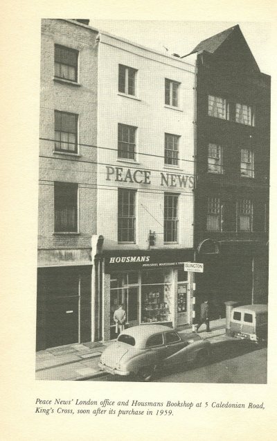 5 Caledonian Road soon after it was acquired for Peace News and Housman's bookshop in 1959 and remains home to both today.  Image is frontispiece to Articles of Peace, photographer not known.
